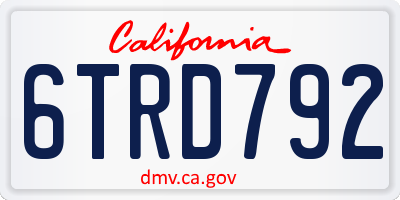 CA license plate 6TRD792