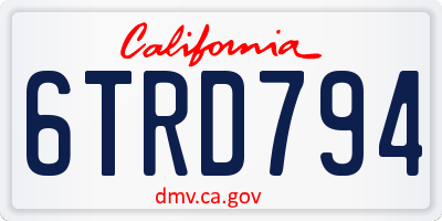 CA license plate 6TRD794