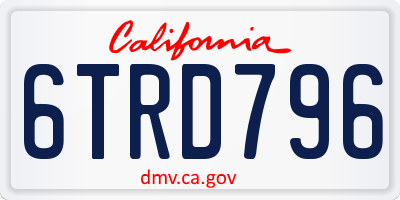 CA license plate 6TRD796