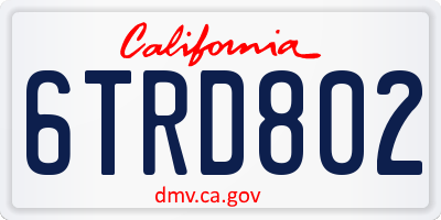 CA license plate 6TRD802