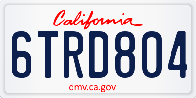 CA license plate 6TRD804