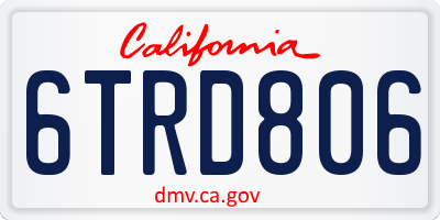 CA license plate 6TRD806