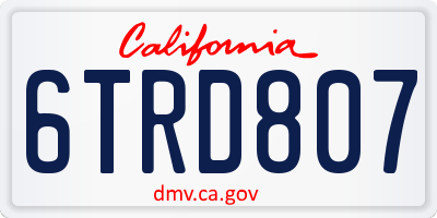 CA license plate 6TRD807