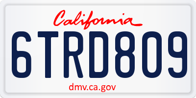 CA license plate 6TRD809