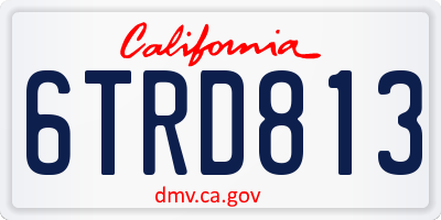 CA license plate 6TRD813