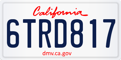 CA license plate 6TRD817