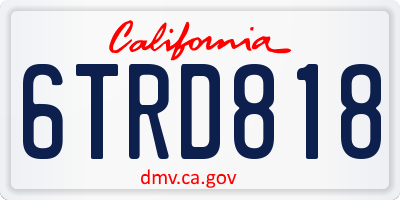 CA license plate 6TRD818