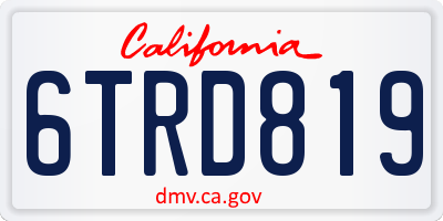 CA license plate 6TRD819