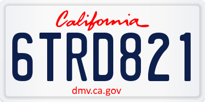 CA license plate 6TRD821