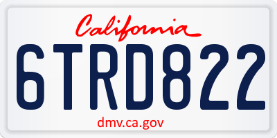 CA license plate 6TRD822