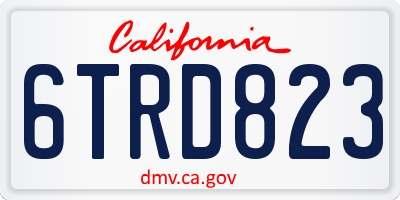 CA license plate 6TRD823