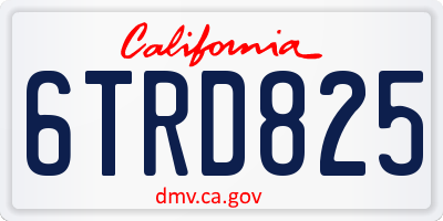 CA license plate 6TRD825