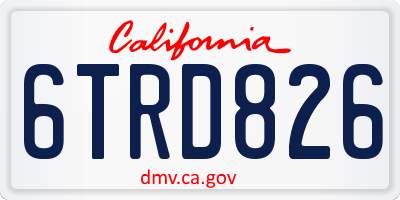 CA license plate 6TRD826