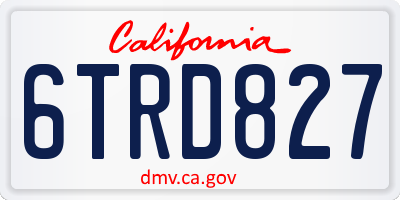 CA license plate 6TRD827