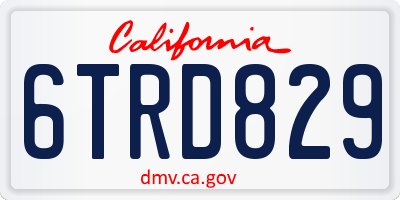 CA license plate 6TRD829