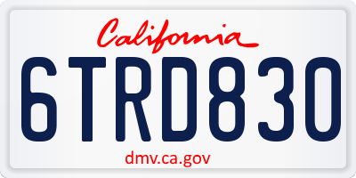 CA license plate 6TRD830