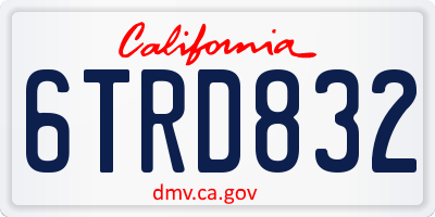 CA license plate 6TRD832