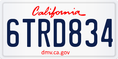 CA license plate 6TRD834