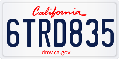 CA license plate 6TRD835