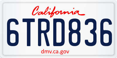 CA license plate 6TRD836