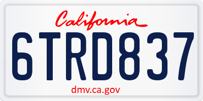 CA license plate 6TRD837