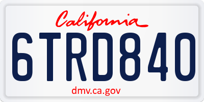 CA license plate 6TRD840