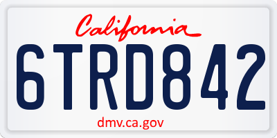 CA license plate 6TRD842