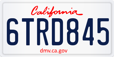 CA license plate 6TRD845