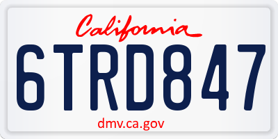 CA license plate 6TRD847