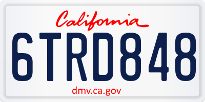 CA license plate 6TRD848