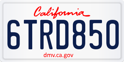 CA license plate 6TRD850