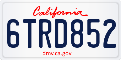CA license plate 6TRD852