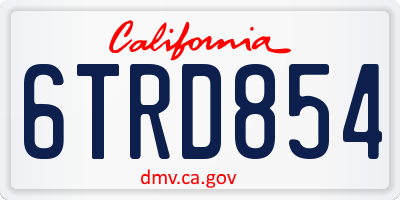 CA license plate 6TRD854