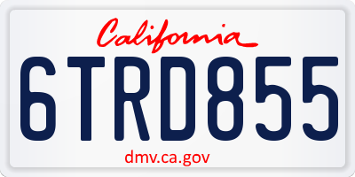CA license plate 6TRD855