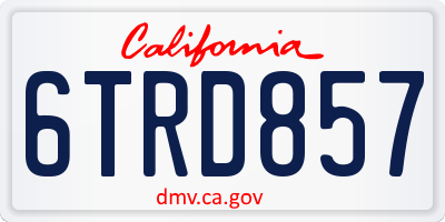 CA license plate 6TRD857