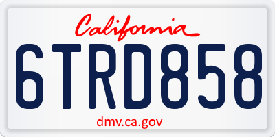 CA license plate 6TRD858