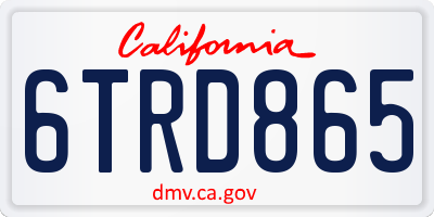 CA license plate 6TRD865