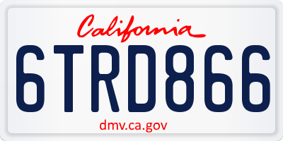 CA license plate 6TRD866