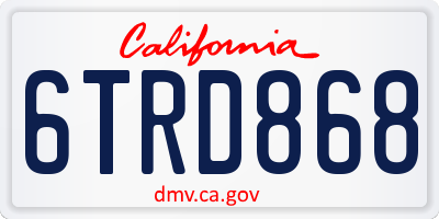 CA license plate 6TRD868