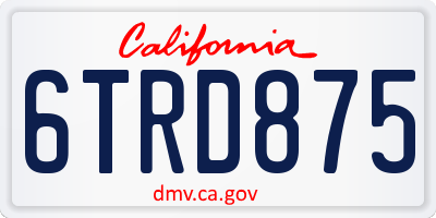 CA license plate 6TRD875