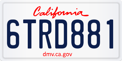 CA license plate 6TRD881