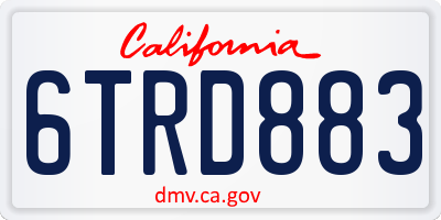 CA license plate 6TRD883