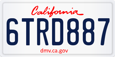 CA license plate 6TRD887