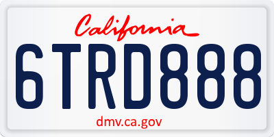 CA license plate 6TRD888