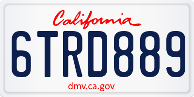 CA license plate 6TRD889