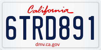 CA license plate 6TRD891