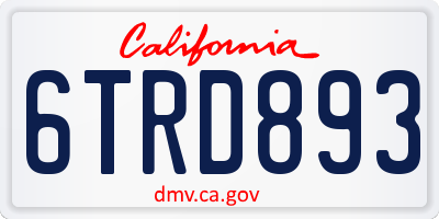CA license plate 6TRD893