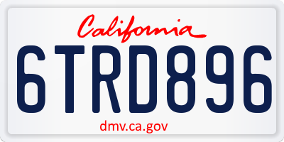 CA license plate 6TRD896