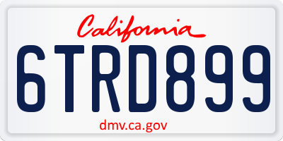 CA license plate 6TRD899