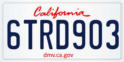 CA license plate 6TRD903